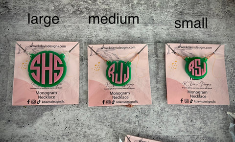 Pink and Green Monogram Necklace