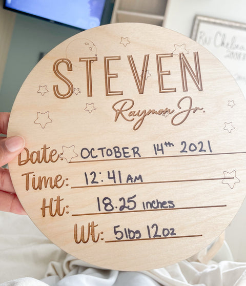 Personalized Birth Announcement Stat Sign