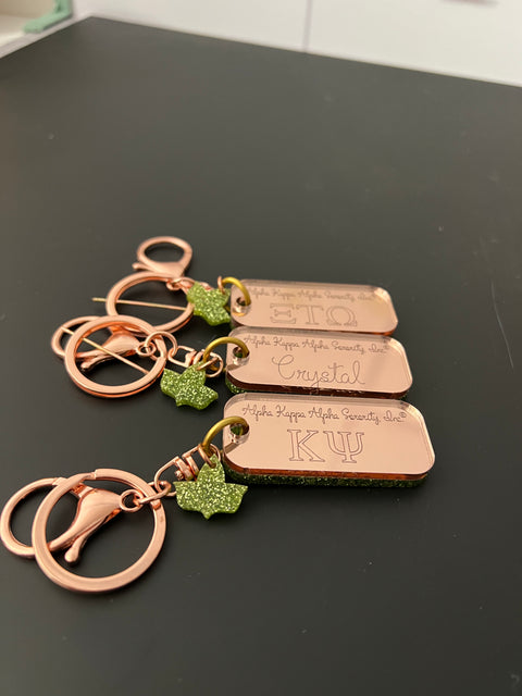 Pink and Green Mini Custom Keychain for Alpha Kappa Alpha